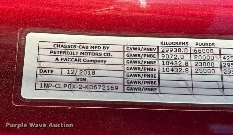 image for item LO9386 2019 Peterbilt 567  dump truck