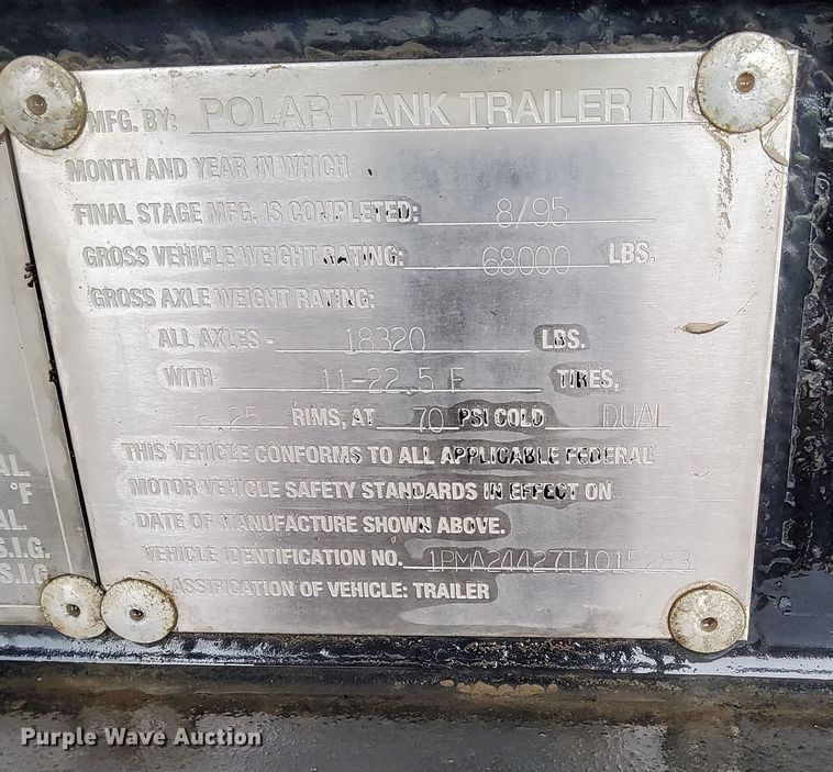 image for item LO9403 1996 Polar  tank trailer