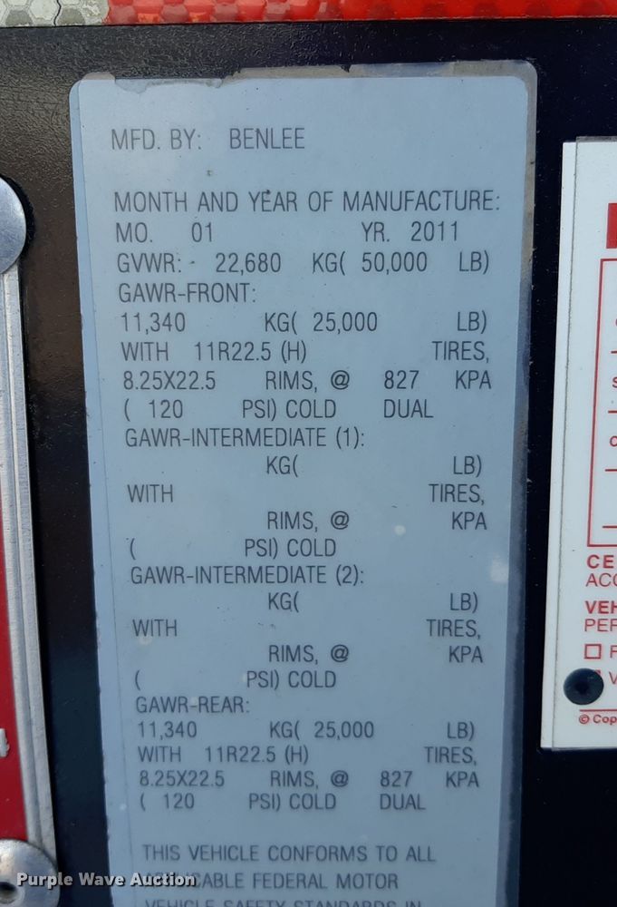 image for item LX9869 2011 Benlee TASM26S  roll-off container trailer