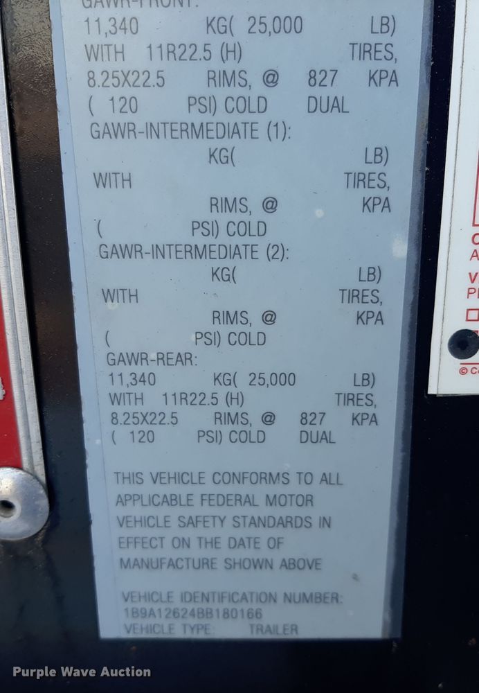 image for item LX9869 2011 Benlee TASM26S  roll-off container trailer