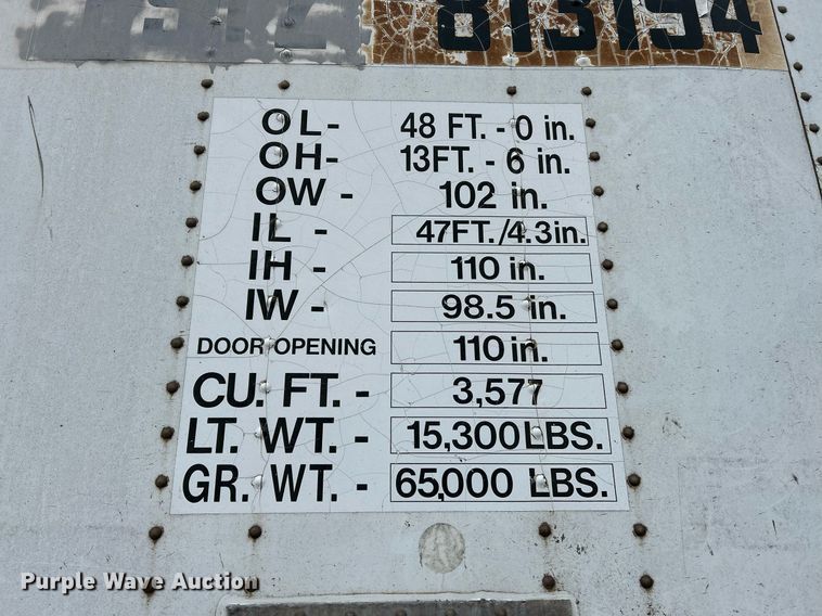 image for item NE9600 1994 Hyundai HDM-48WH-V3261  dry van trailer