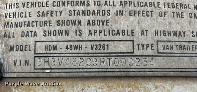 image for item NE9600 1994 Hyundai HDM-48WH-V3261  dry van trailer