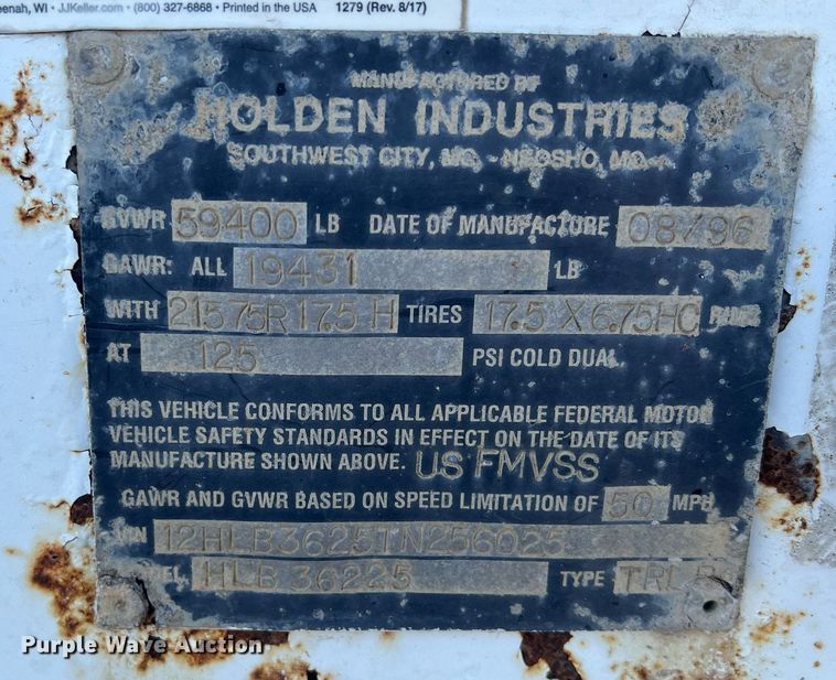 image for item NN9313 1997 Holden HLB 36225  equipment trailer