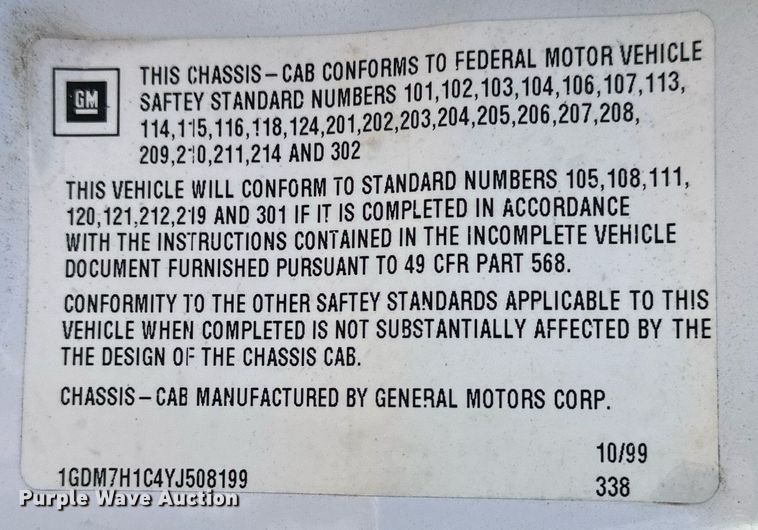 image for item NS9072 2000 GMC C7500  utility / service truck