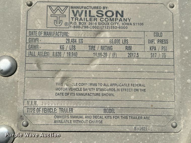 image for item NS9103 2008 Wilson DWG-550WB  walking floor trailer