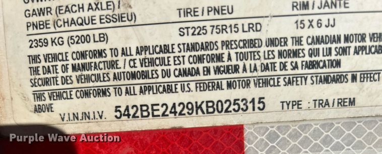 image for item DN0553 2019 Bravo Trailers SC8524TA3  enclosed cargo trailer