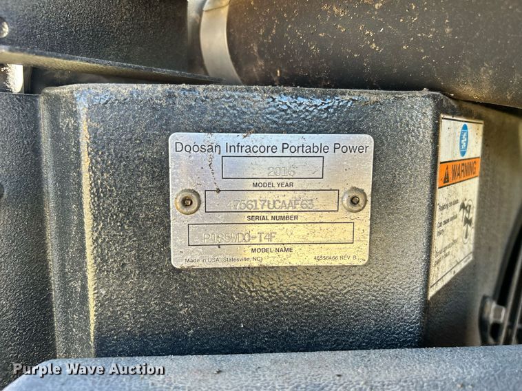 image for item DN0559 2016 Doosan P185  air compressor