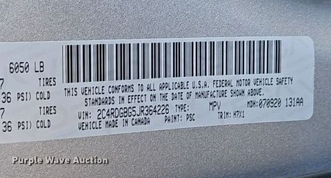 image for item DN7164 2018 Dodge Grand Caravan  handicap accessible van