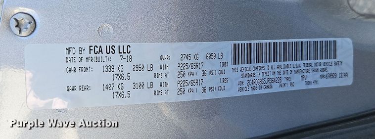 image for item DN7164 2018 Dodge Grand Caravan  handicap accessible van