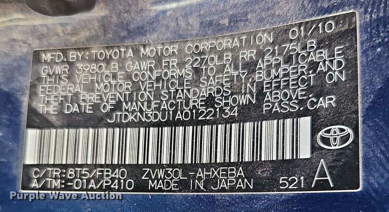 image for item DR5919 2010 Toyota Prius 