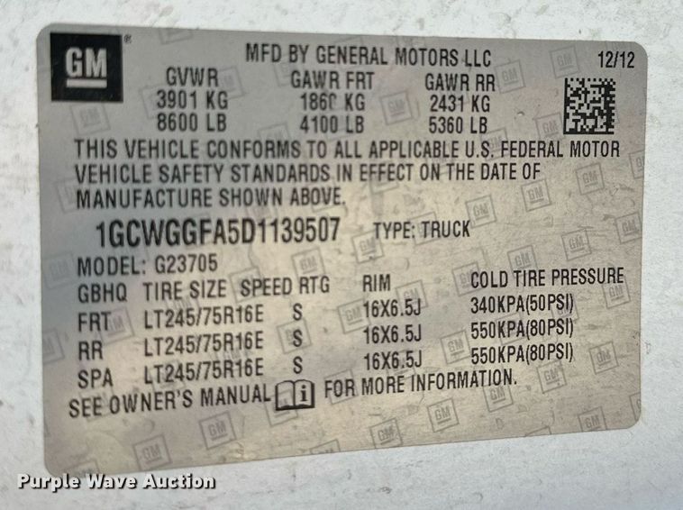 image for item IB9264 2013 Chevrolet Express 2500  van