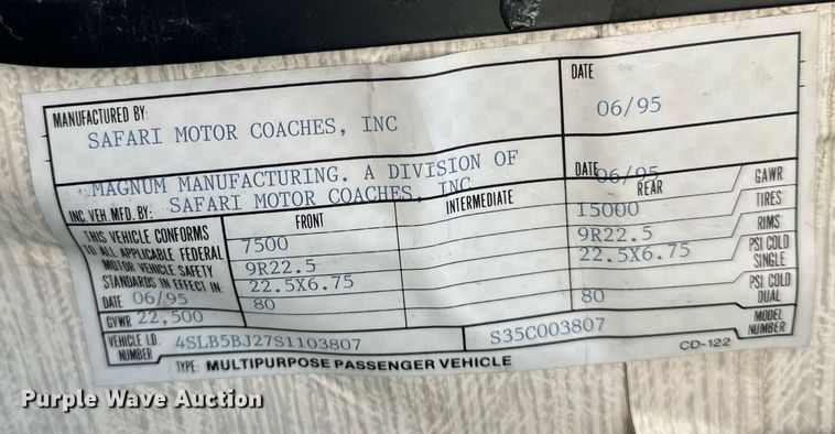 image for item LK9661 1995 Safari Sahara Edition RV