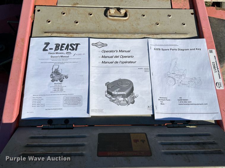 image for item LU9823 DEK Z-Beast 62ZB  ZTR lawn mower