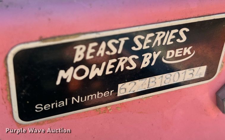 image for item LU9823 DEK Z-Beast 62ZB  ZTR lawn mower