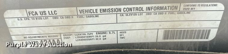 image for item LV9265 2020 Dodge Ram 1500  Crew Cab pickup truck