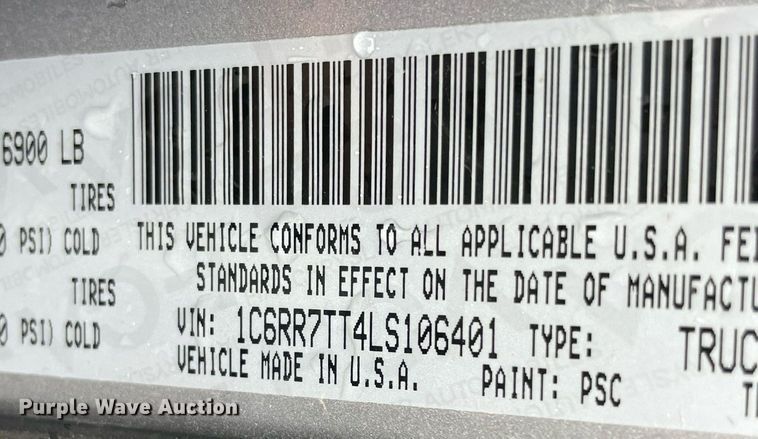 image for item LV9265 2020 Dodge Ram 1500  Crew Cab pickup truck