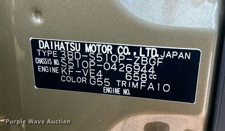 image for item OF9151 2022 Daihatsu HIJet Jumbo  mini truck