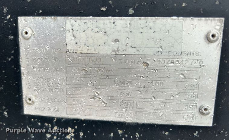 image for item OM9197 Sullair 185DP0JD air compressor