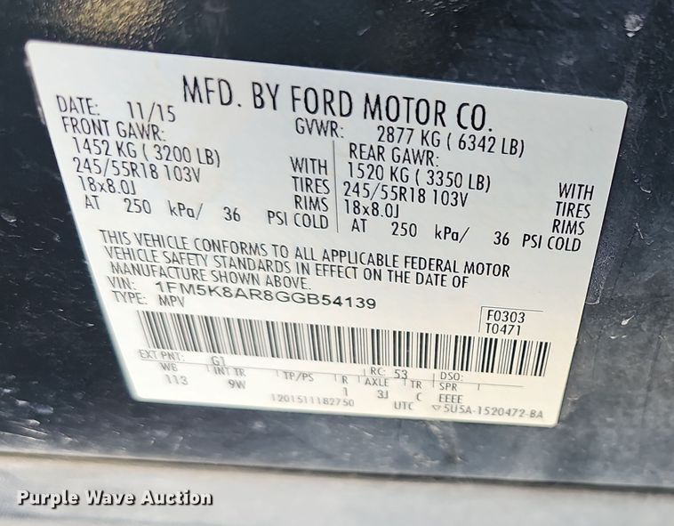 image for item DR5867 2016 Ford Explorer Police Interceptor  SUV