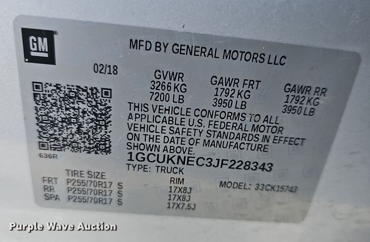 image for item DR5917 2018 Chevrolet Silverado 1500  Crew Cab pickup truck