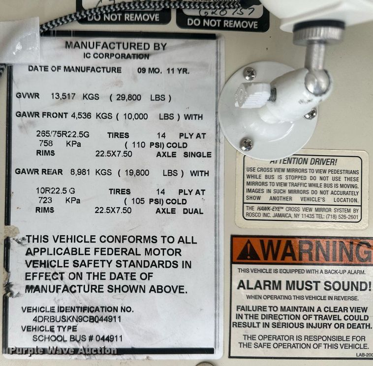 image for item IU9179 2012 International CE  school bus