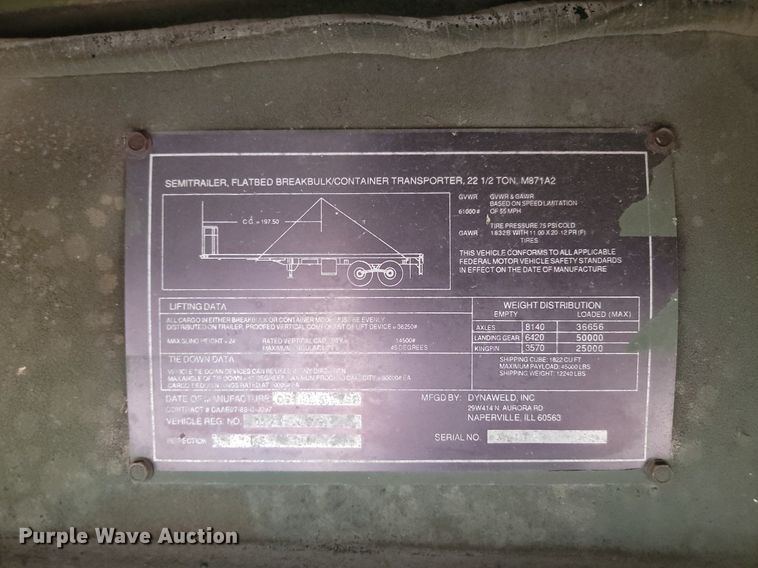 image for item JG9759 1992 Dyna M8714A2  flatbed trailer