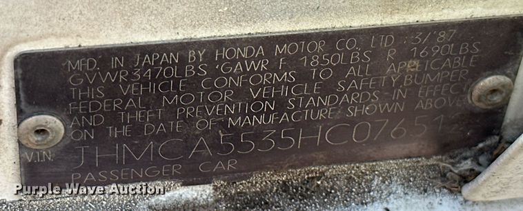 image for item KT9123 1987 Honda Accord