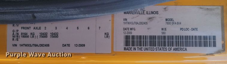 image for item KU9031 2010 International  Work Star 7600 SFA dump truck