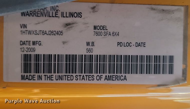 image for item KU9031 2010 International  Work Star 7600 SFA dump truck