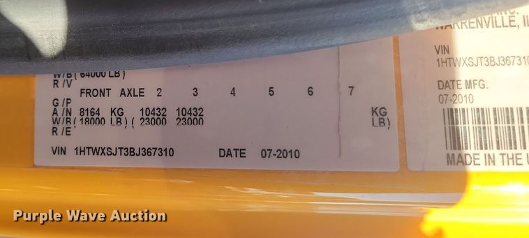 image for item KU9032 2011 International WorkStar 7600 SFA dump truck