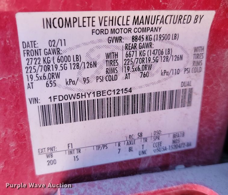 image for item KU9037 2011 Ford  F550 Super Duty XL bucket truck