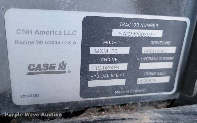 image for item KU9041 2005 Case IH Maxxum MXM120 MFWD tractor