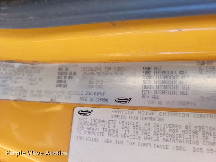 image for item KU9045 2003 Sterling LT9511  dump truck