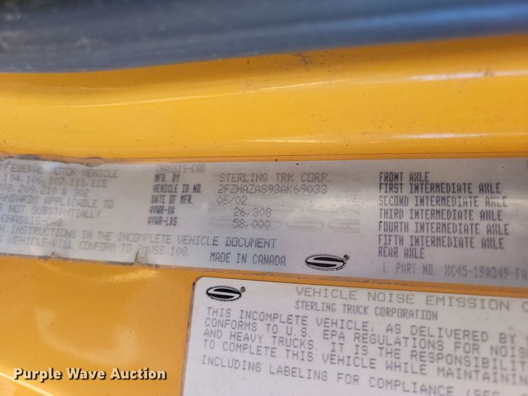 image for item KU9045 2003 Sterling LT9511  dump truck
