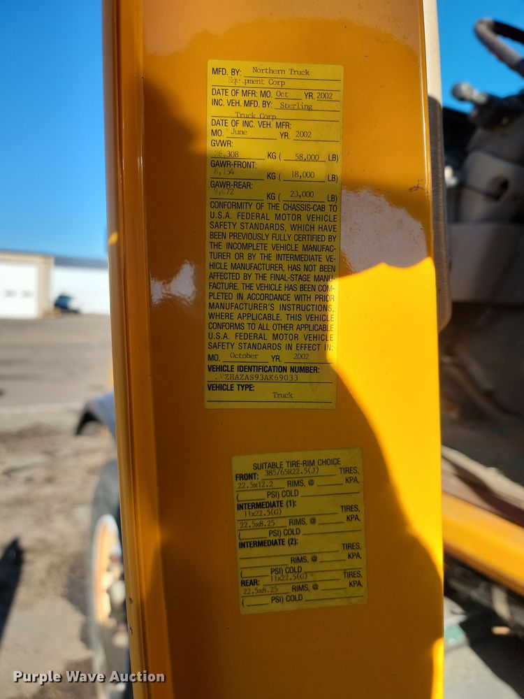 image for item KU9045 2003 Sterling LT9511  dump truck