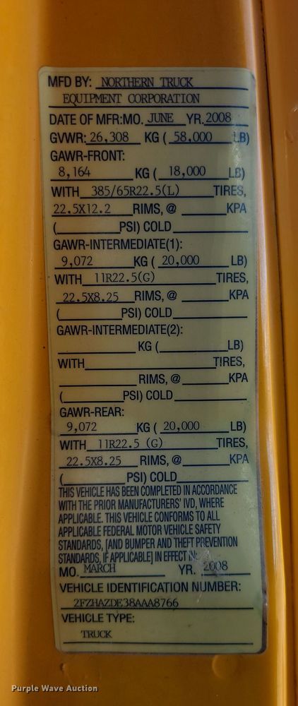 image for item KU9046 2008 Sterling  dump truck