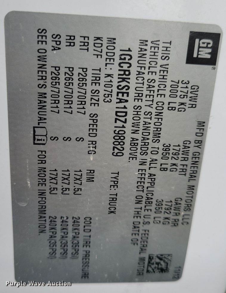 image for item LC9388 2013 Chevrolet Silverado 1500  Ext. Cab pickup truck