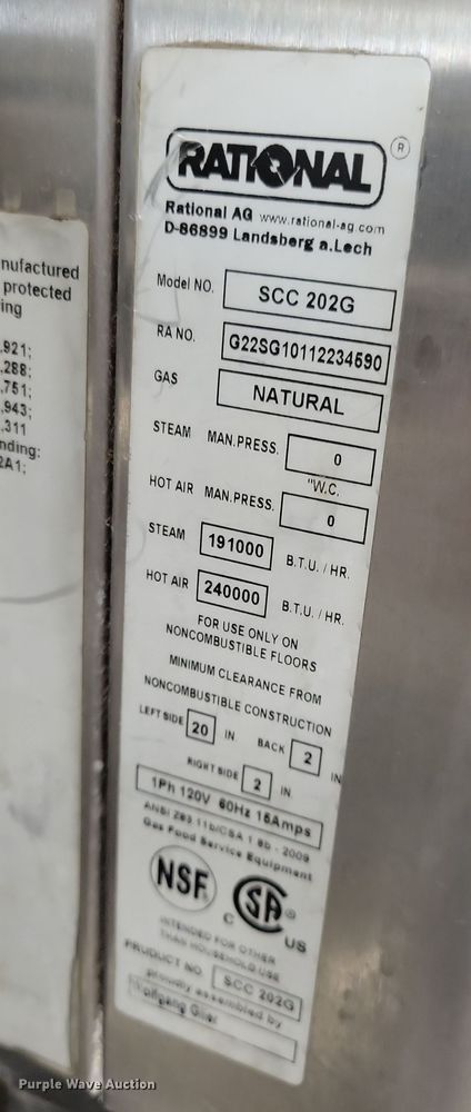 image for item LC9422 Rational SCC 202G  oven