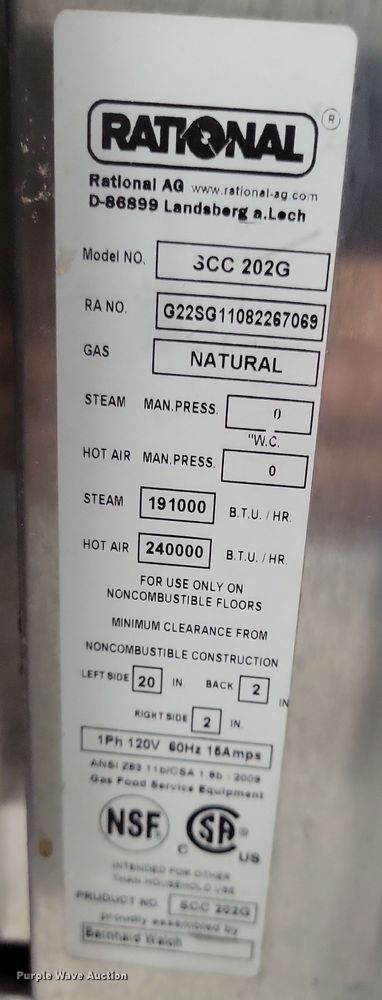 image for item LC9423 Rational SCC 202G  oven