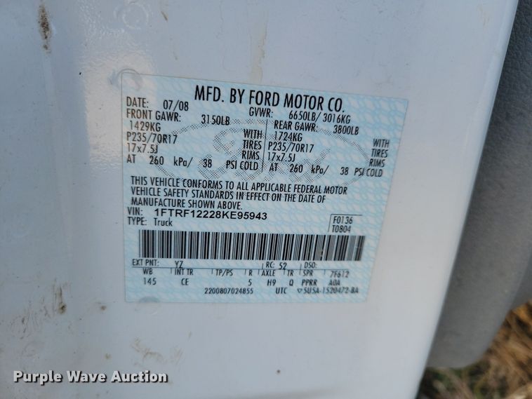 image for item LC9464 2008 Ford F150  pickup truck