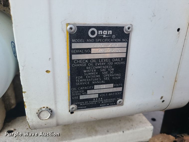 image for item LJ9432 Onan J120-S/967F  generator