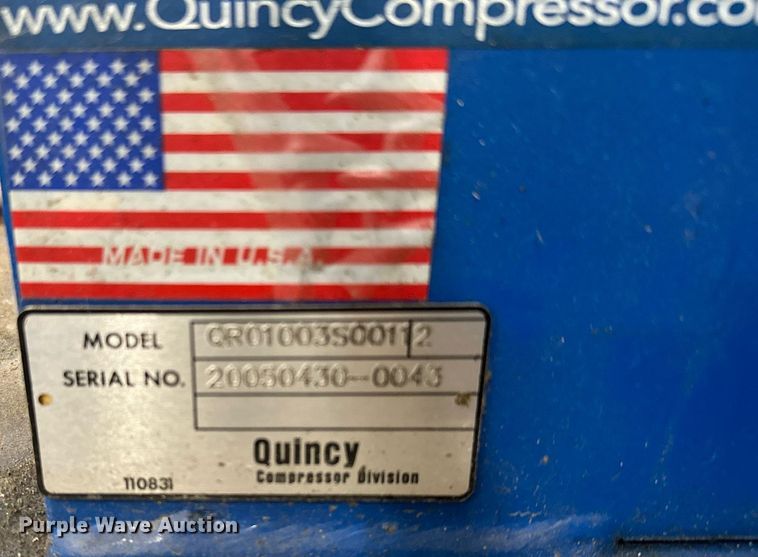 image for item LO9294 Quincy QRO1003S00112  air compressor
