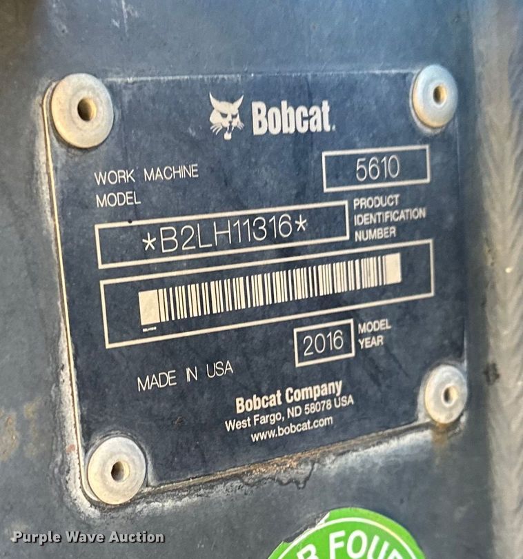 image for item LO9427 2016 Bobcat ToolCat 5610  utility vehicle