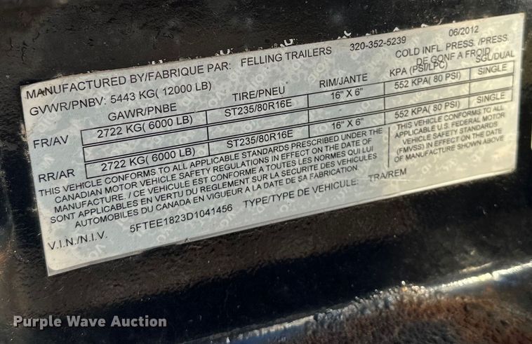 image for item LO9429 2013 Felling  equipment trailer