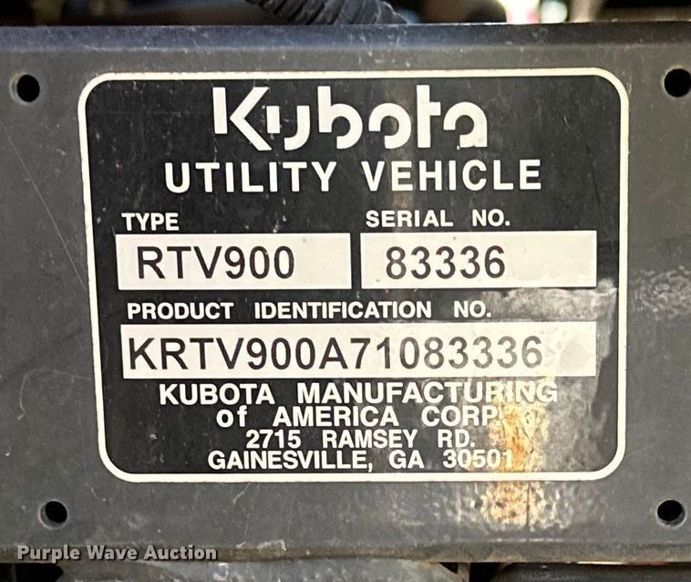 image for item LO9431 Kubota RTV900  utility vehicle