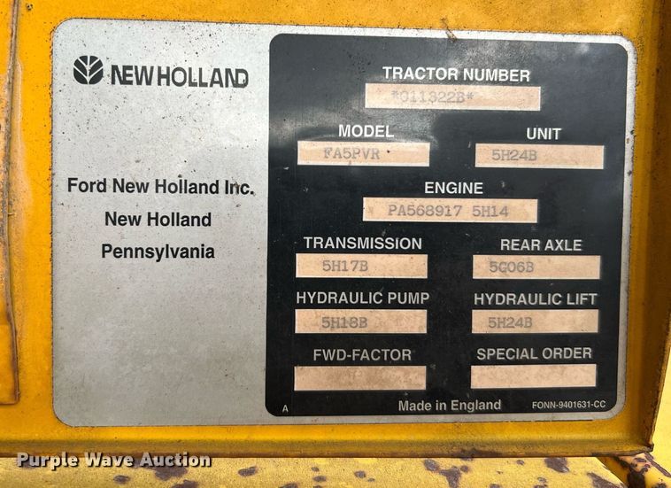 image for item MI9035 Ford New Holland FA5PVR  tractor