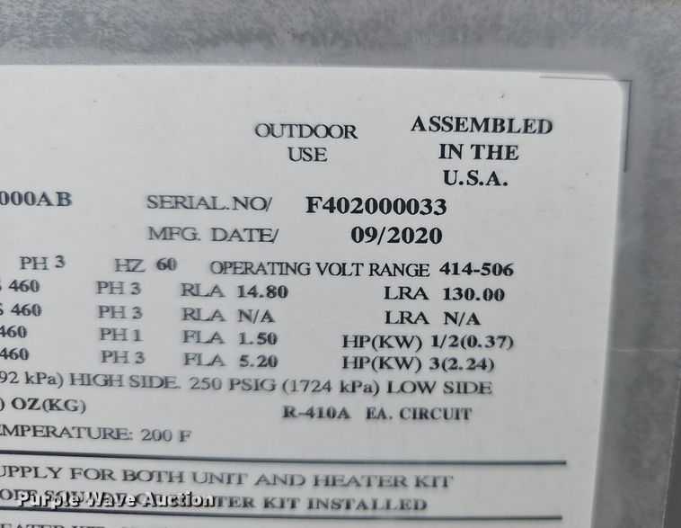 image for item NP9293 2020 RUUD RHPDZS120ADB000AB  HVAC Unit