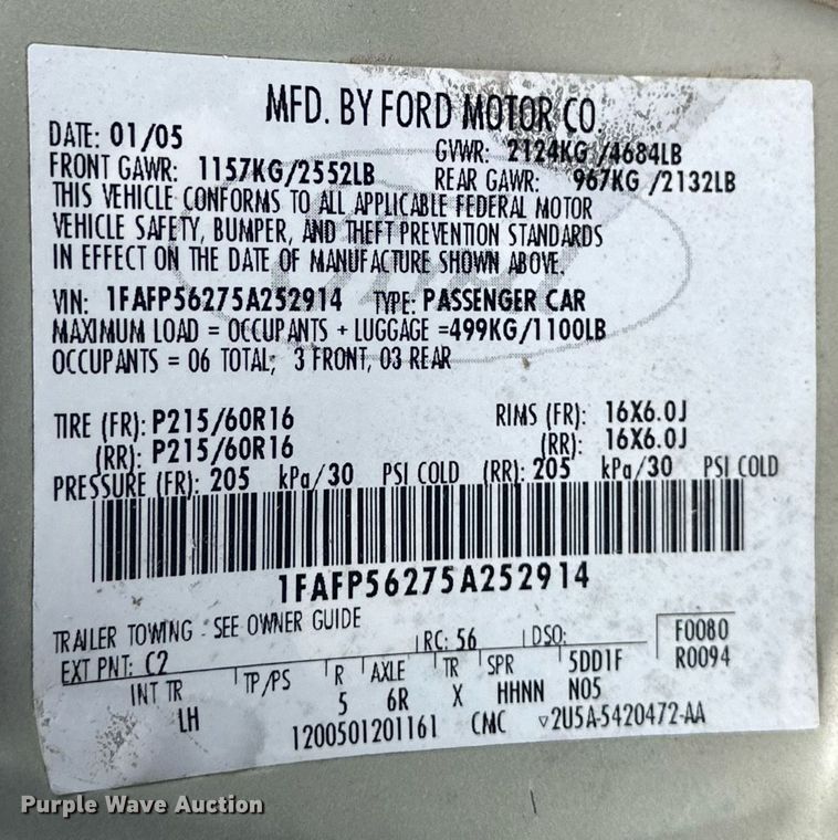 image for item NS9083 2005 Ford Taurus SEL