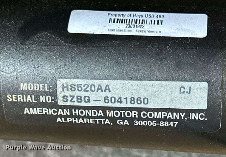 image for item NS9114 Honda HS520AA  snow blower