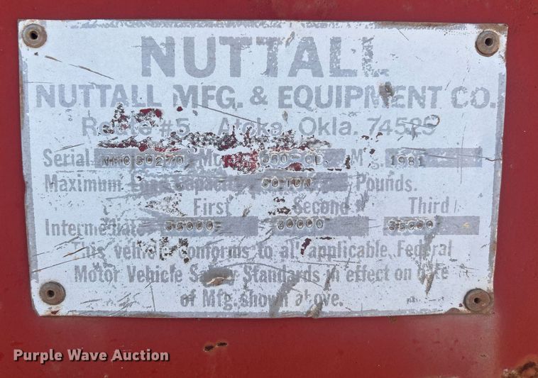 image for item DN0637 1981 Nuttall 350-0L  oilfield trailer